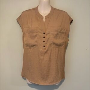EUC! Tan JOIE Sleeveless Oversized Casual Blouse Size Small